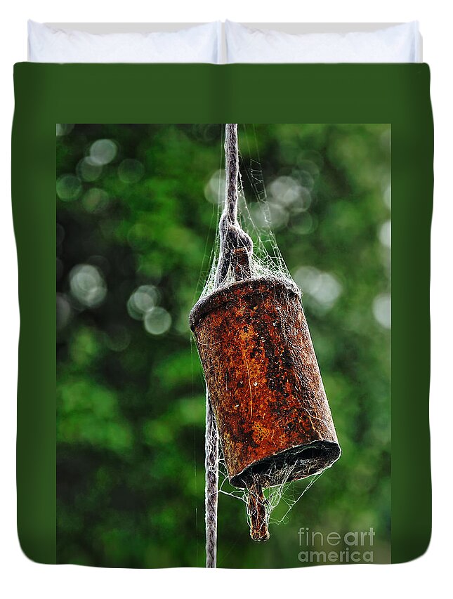 Photography Duvet Cover featuring the photograph Rusted Old Cowbell by Kaye Menner