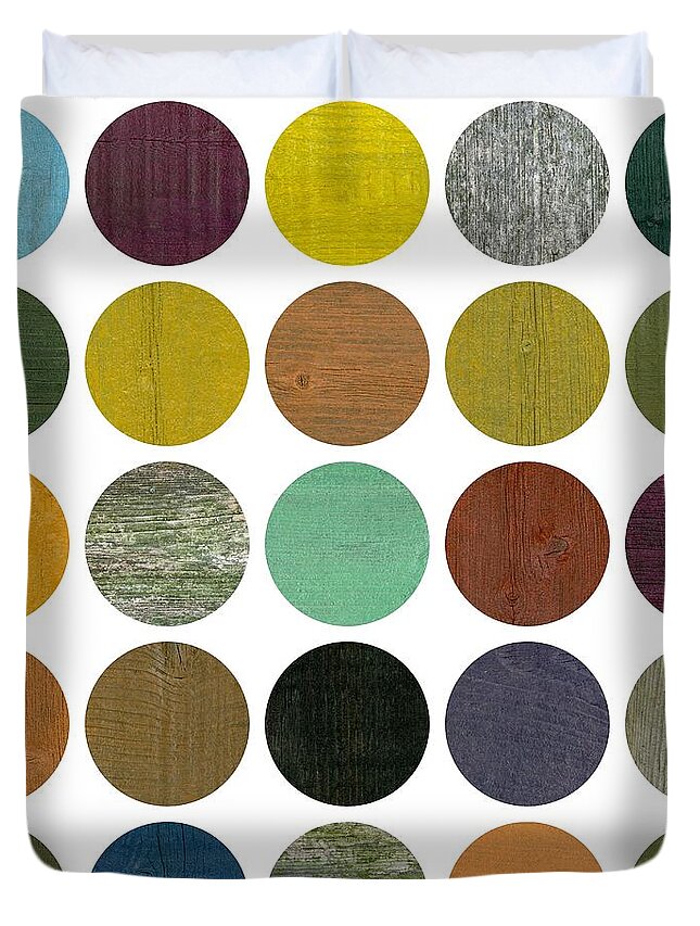 Wooden Duvet Cover featuring the digital art Rustic Rounds 4.0 by Michelle Calkins