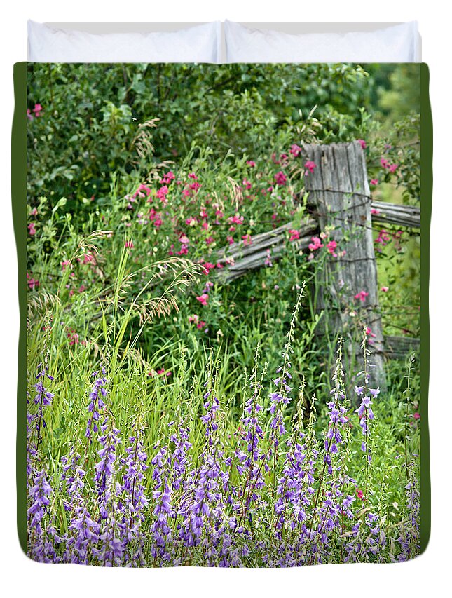 Sweet Peas Duvet Cover featuring the photograph Rustic Wildflowers by Cheryl Baxter