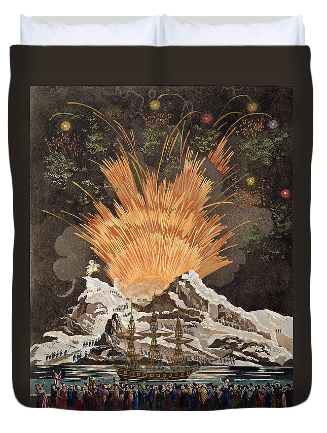 Napoleon Bonaparte Duvet Cover featuring the drawing Sacred Festival And Coronation by Louis Le Coeur