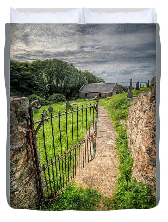 Cemetary Duvet Cover featuring the photograph Sacred Path by Adrian Evans