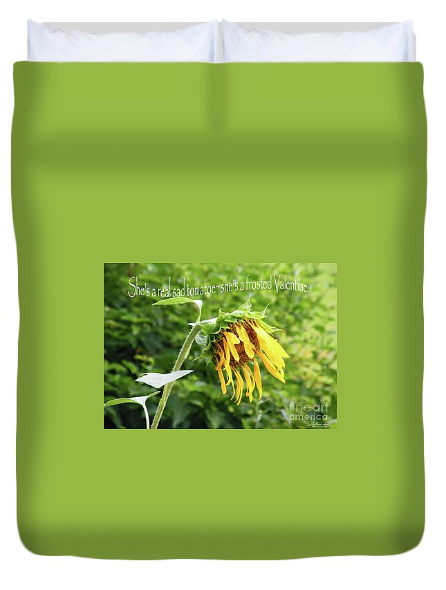 Sunflower Duvet Cover featuring the digital art Sad Tomatoe by Lizi Beard-Ward