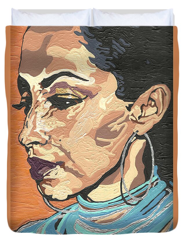 Sade Duvet Cover featuring the painting Sade Adu by Rachel Natalie Rawlins