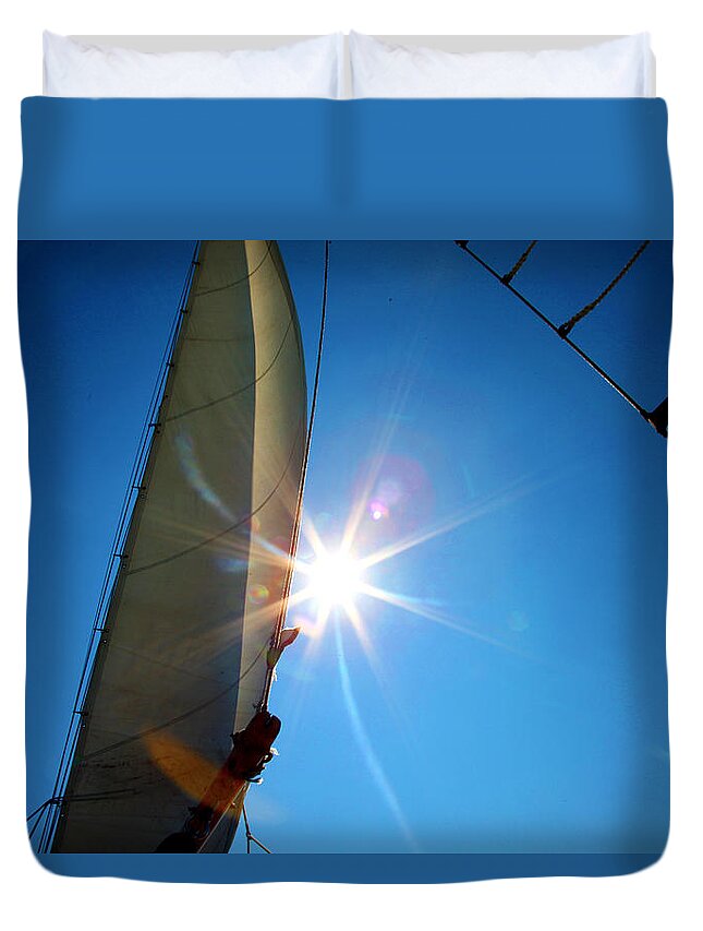 Sail Duvet Cover featuring the photograph Sail Shine by Jan Marvin Studios by Jan Marvin