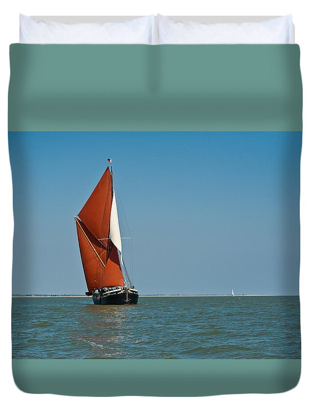 Thames Barge Duvet Cover featuring the photograph Sailing barge by Gary Eason