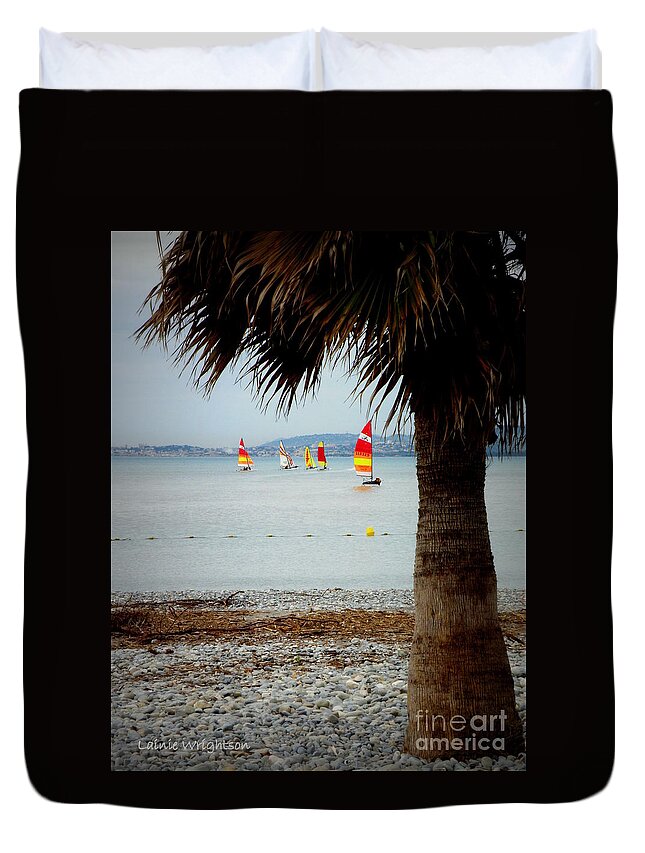 Sailing Duvet Cover featuring the photograph Sailing on a Cloudy Morning by Lainie Wrightson