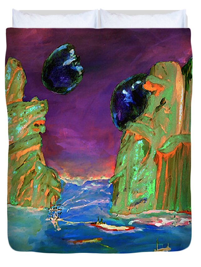 Sailing Duvet Cover featuring the digital art Sailing On Beta Antares 3 by Gail Daley