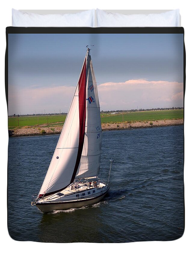 Pamela Patch Duvet Cover featuring the photograph Sailing the Delta by Pamela Patch