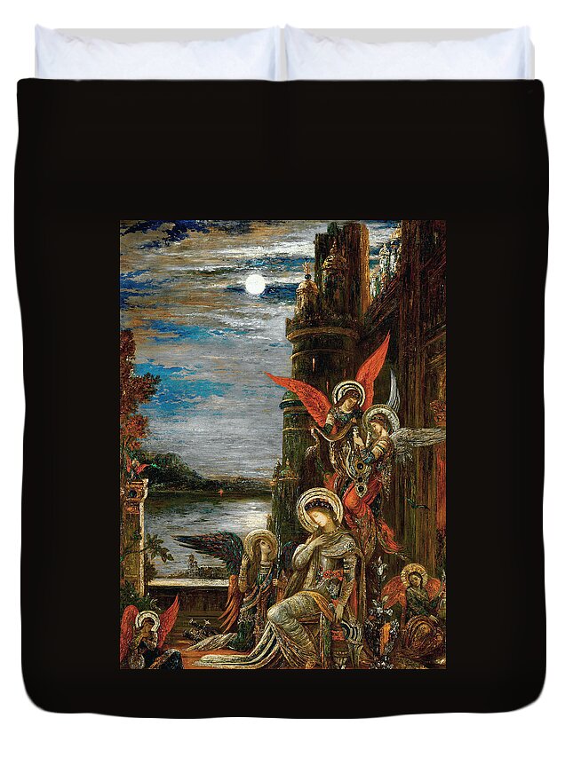 Gustave Moreau Duvet Cover featuring the painting Saint Cecilia. The Angels Announcing her Coming Martyrdom by Gustave Moreau