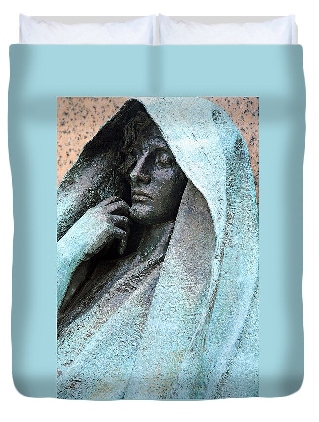 Clover Duvet Cover featuring the photograph Saint Guadens' The Adams Memorial Or Grief Up Closer by Cora Wandel
