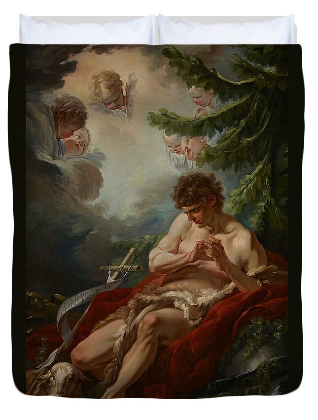 Saint Duvet Cover featuring the painting Saint John the Baptist by Francois Boucher
