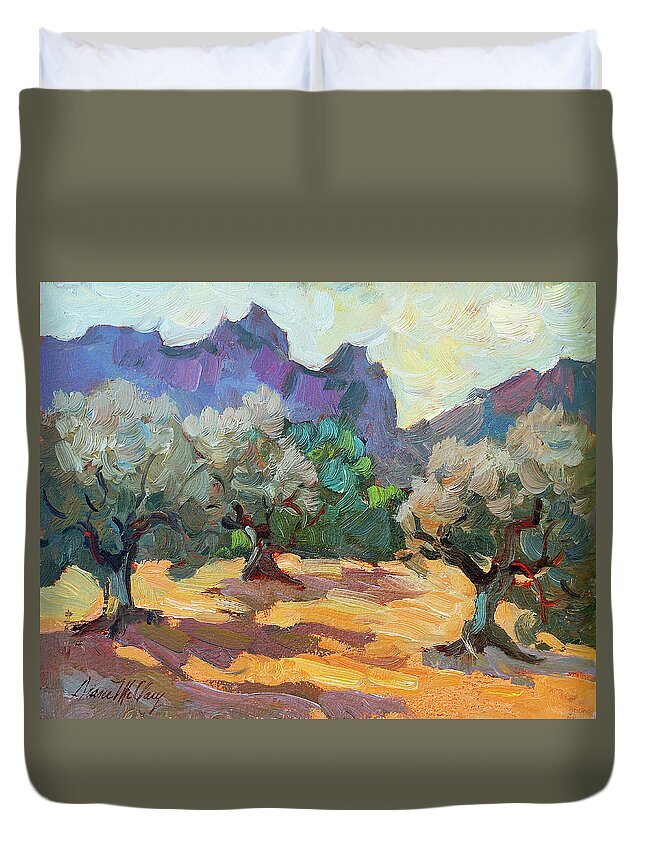 Sain T Remy Duvet Cover featuring the painting Saint Remy Olive Trees by Diane McClary