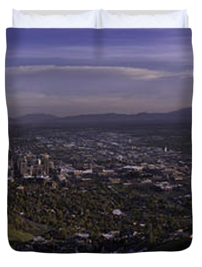 Architecture Duvet Cover featuring the photograph Salt Lake Valley by Chad Dutson