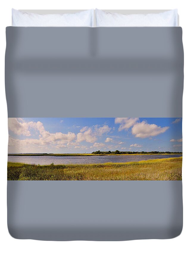 Best Duvet Cover featuring the photograph Salt Marsh Morning - Southport by Paulette B Wright