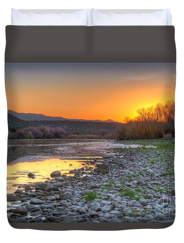 Salt River Duvet Cover featuring the photograph Salt River Bulldog Canyon by Martin Konopacki