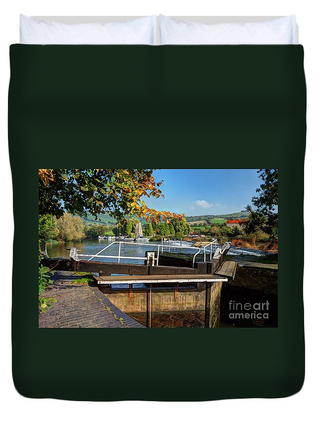 Altford Duvet Cover featuring the photograph Saltford Locks by Rob Hawkins