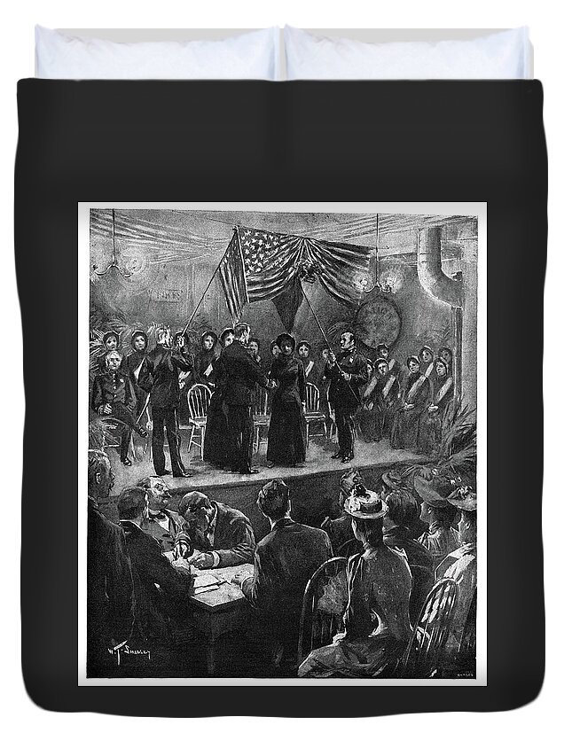 14th Street Duvet Cover featuring the drawing Salvation Army Wedding by Granger