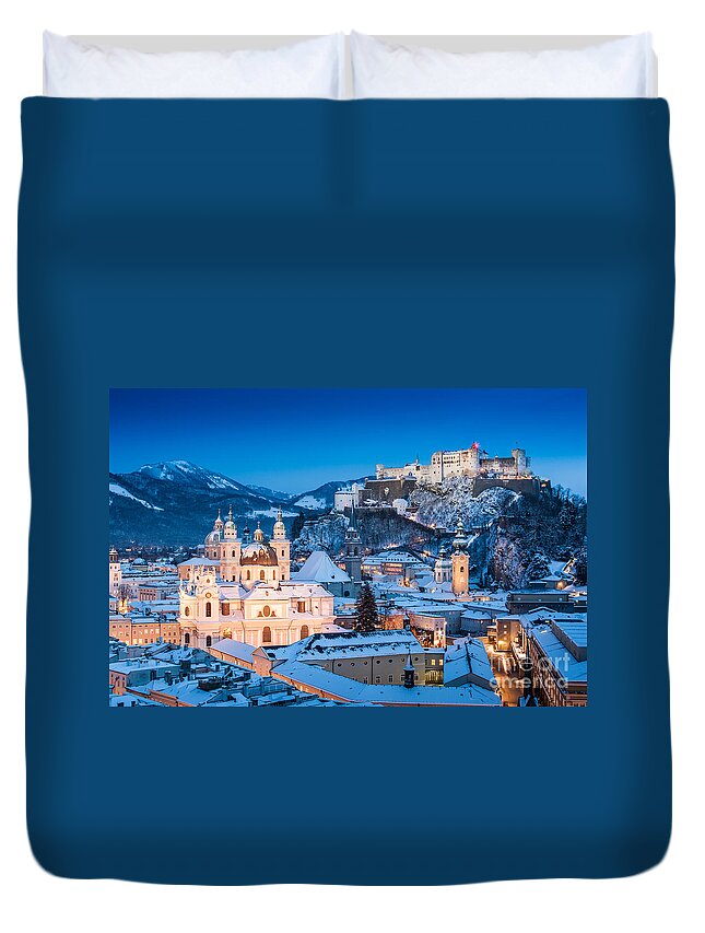 Salzburg Duvet Cover featuring the photograph Salzburg Winter Romance by JR Photography