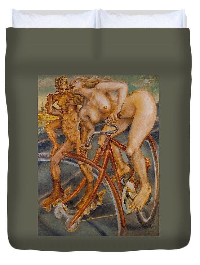 Nudes Duvet Cover featuring the painting Samadhi on Westminster Bridge by Peregrine Roskilly