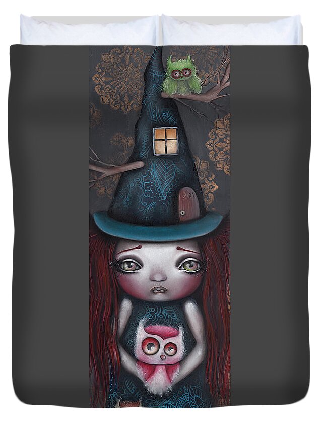 Witch Duvet Cover featuring the painting Samantha by Abril Andrade