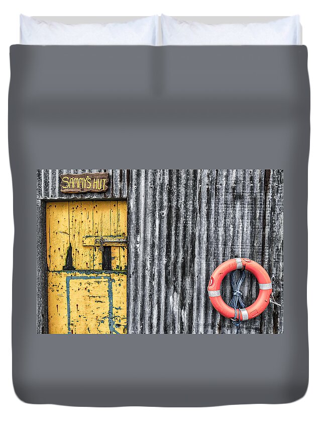 Dunseverick Duvet Cover featuring the photograph Sammy's Hut by Nigel R Bell
