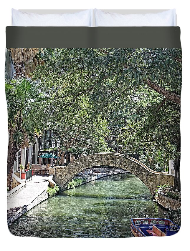 San Antonio Duvet Cover featuring the photograph San Antonio River Walk 3 by TN Fairey
