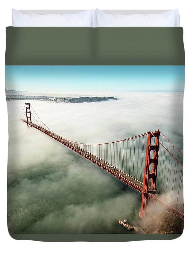 Scenics Duvet Cover featuring the photograph San Francisco Golden Gate Bridge by Franckreporter