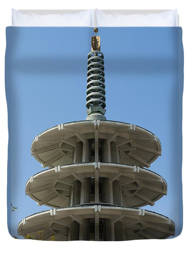 San Francisco Duvet Cover featuring the photograph San Francisco Japantown Pagoda DSC994 by Wingsdomain Art and Photography
