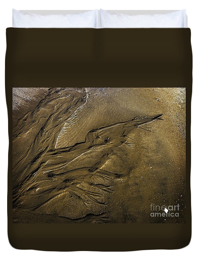 Sand Duvet Cover featuring the digital art Sand Branches Abstract by Dee Flouton