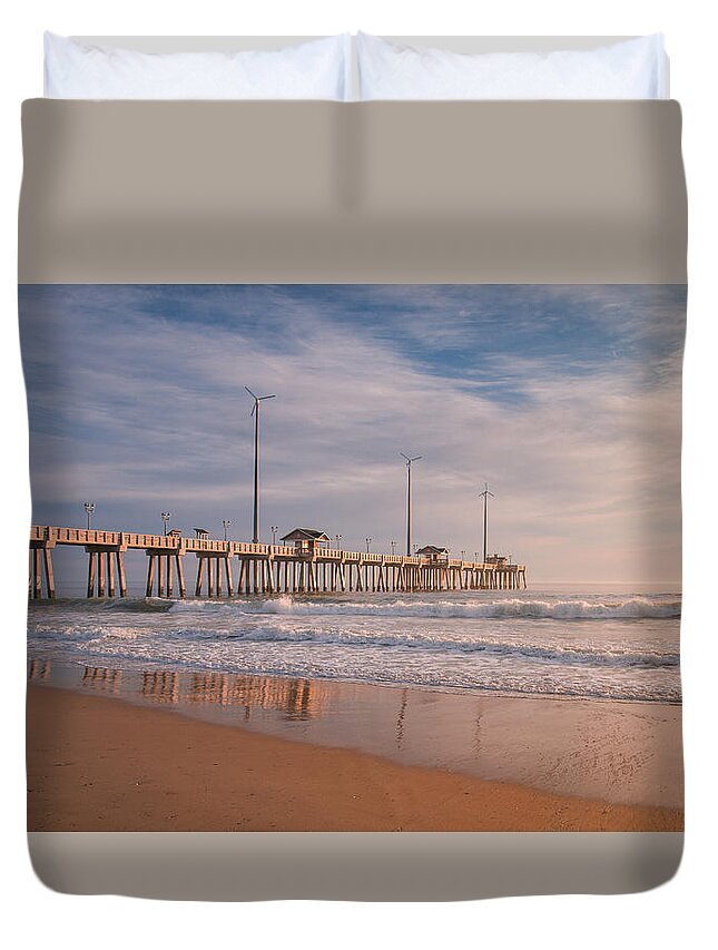 Nags Head Duvet Cover featuring the photograph Sand Reflections by Stacy Abbott
