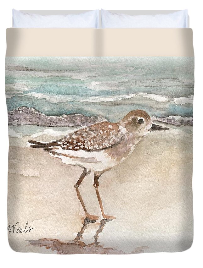 Sandpiper Duvet Cover featuring the painting Sandpiper by Bev Veals