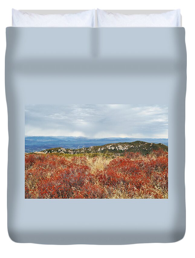Sandstone Peak Duvet Cover featuring the photograph Sandstone Peak Fall Landscape by Kyle Hanson
