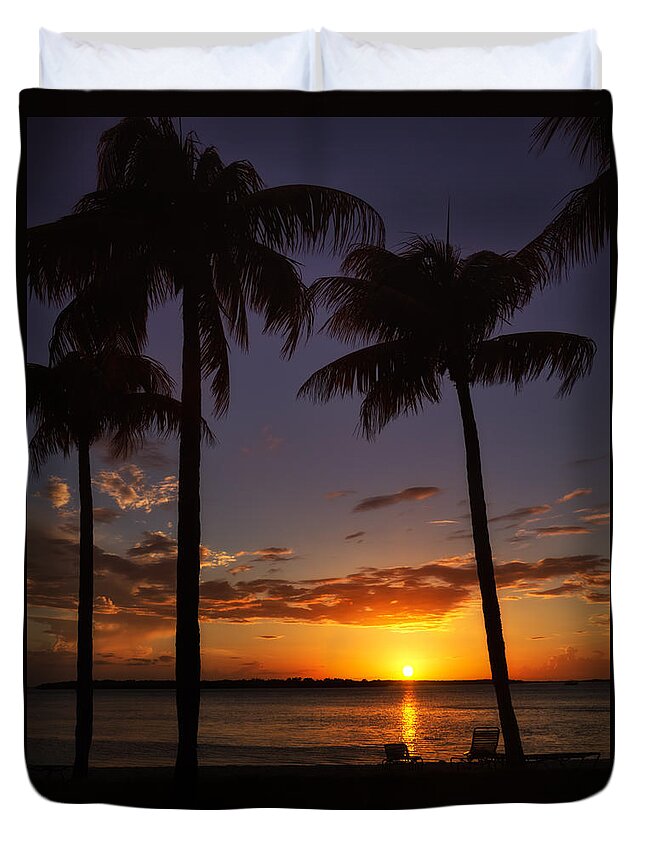 Sunset Duvet Cover featuring the photograph Sanibel Island Sunset by Kim Hojnacki