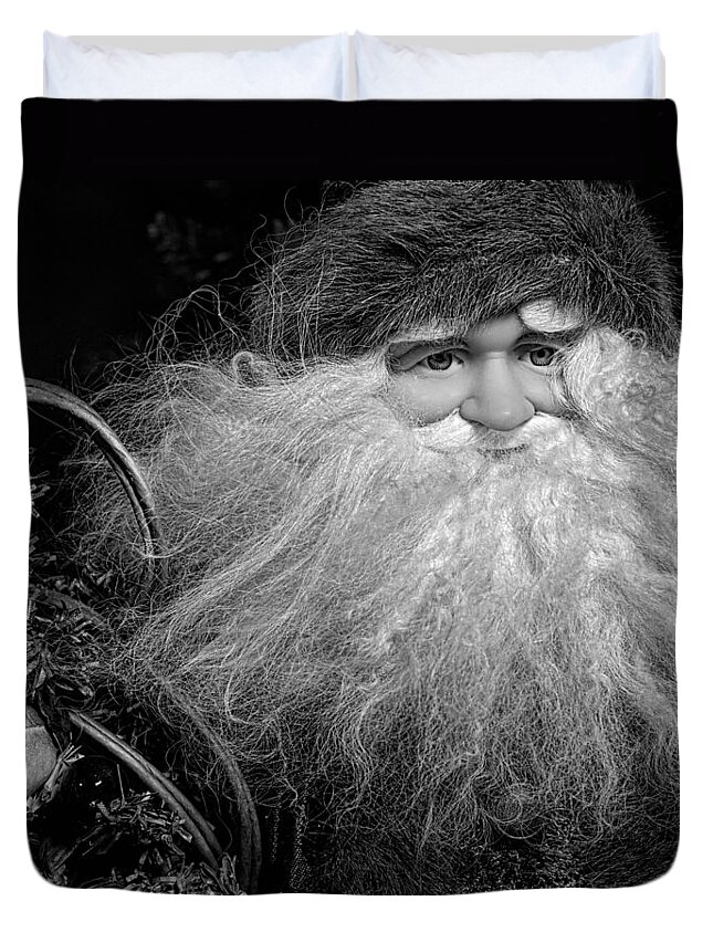 Christopher Holmes Photography Duvet Cover featuring the photograph Santa Claus - BW by Christopher Holmes