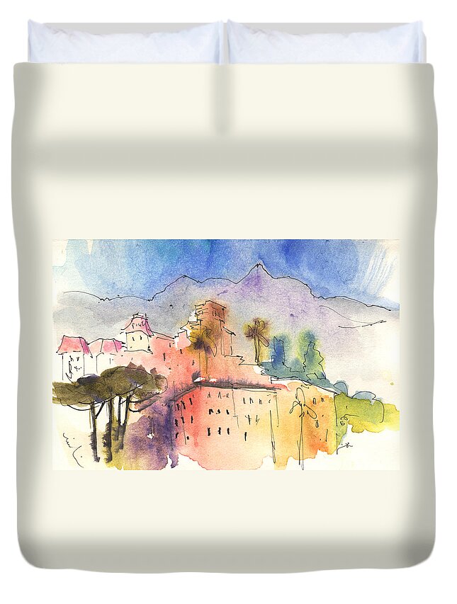 Italy Duvet Cover featuring the painting Santa Margherita in Italy 01 by Miki De Goodaboom
