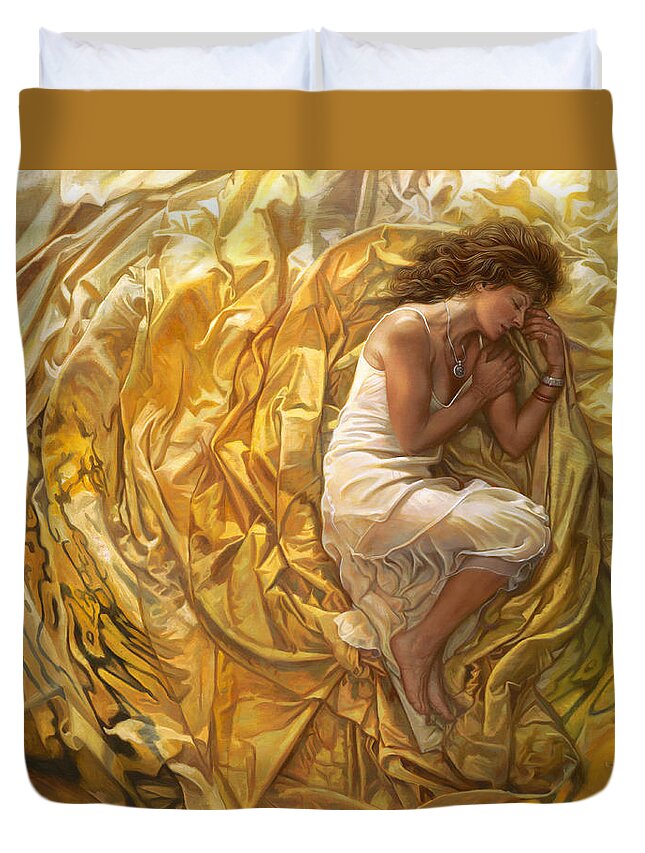 Conceptual Duvet Cover featuring the painting Santita by Mia Tavonatti