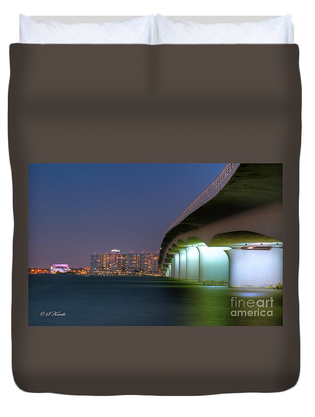 Fl Duvet Cover featuring the photograph Sarasota Ringling Causeway by Sue Karski