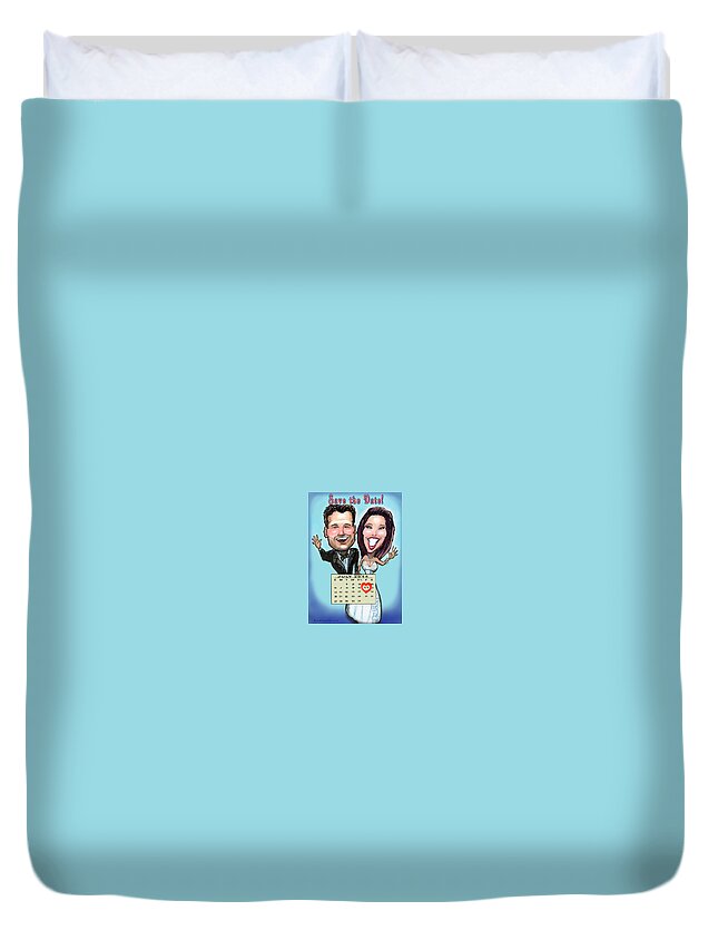 Wedding Duvet Cover featuring the digital art Save the Date by Kevin Middleton