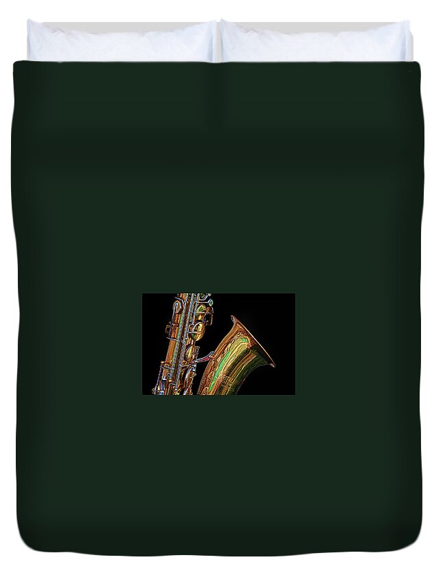 Saxophone Duvet Cover featuring the photograph Saxophone by Dave Mills