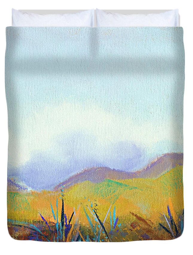 Texas Duvet Cover featuring the pastel Scattered Seeds by Tracy L Teeter