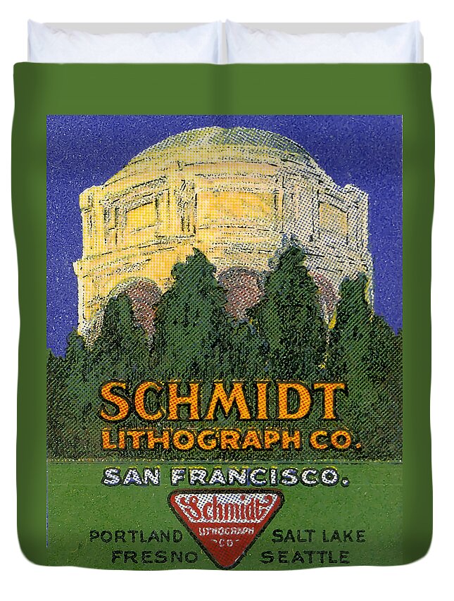  Duvet Cover featuring the digital art Schmidt Lithograph by Cathy Anderson