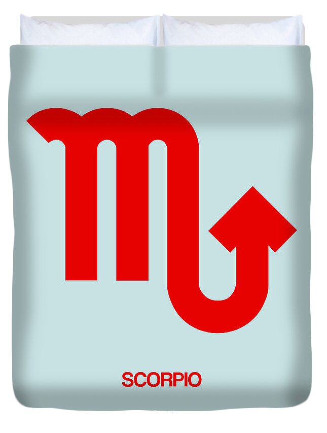 Scorpio Duvet Cover featuring the digital art Scorpio Zodiac Sign Red by Naxart Studio