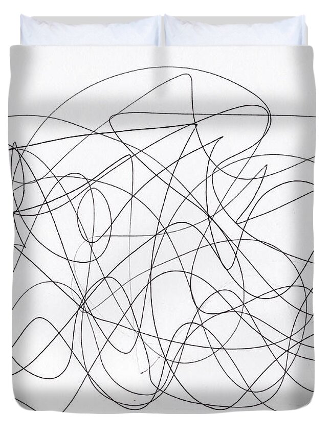 Pareidolia Duvet Cover featuring the drawing Scribble for 'Running Errands' by Ismael Cavazos