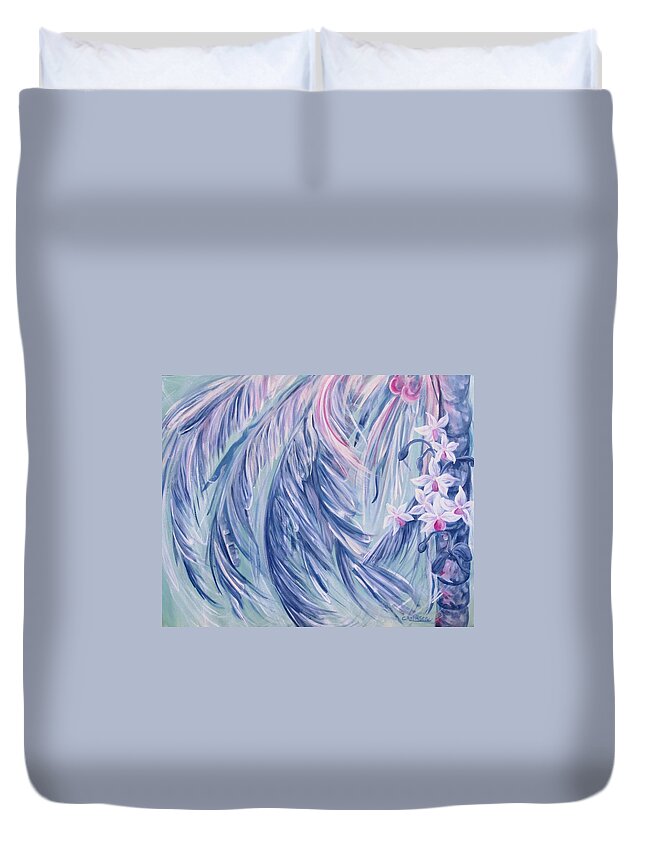 Palms Duvet Cover featuring the painting Sea Breeze by Carol Allen Anfinsen