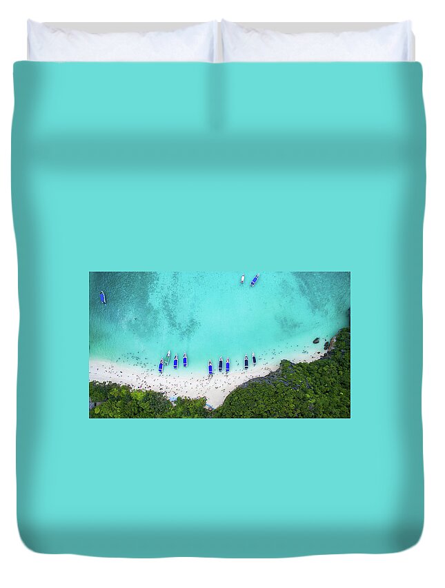 Outdoors Duvet Cover featuring the photograph Sea From Above by Thanapol Marattana