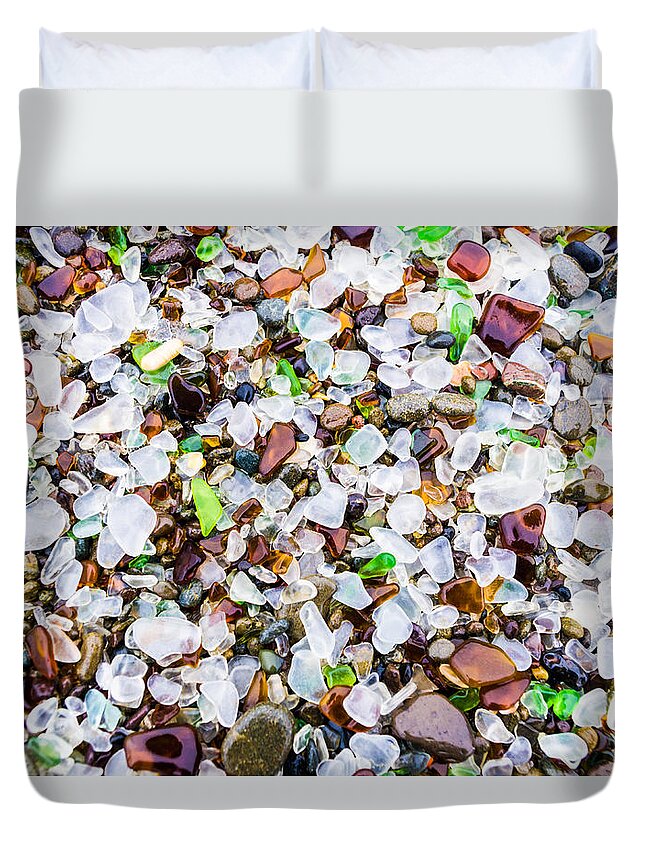 Sea Glass Duvet Cover featuring the photograph Sea Glass Treasures At Glass Beach by Priya Ghose
