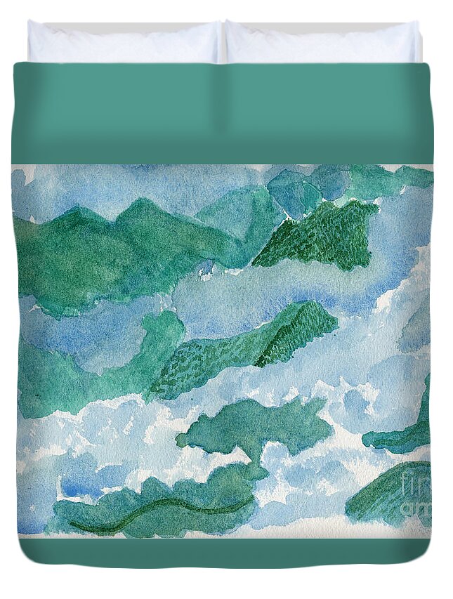 Fall Duvet Cover featuring the painting Sea Of Sky by Victor Vosen