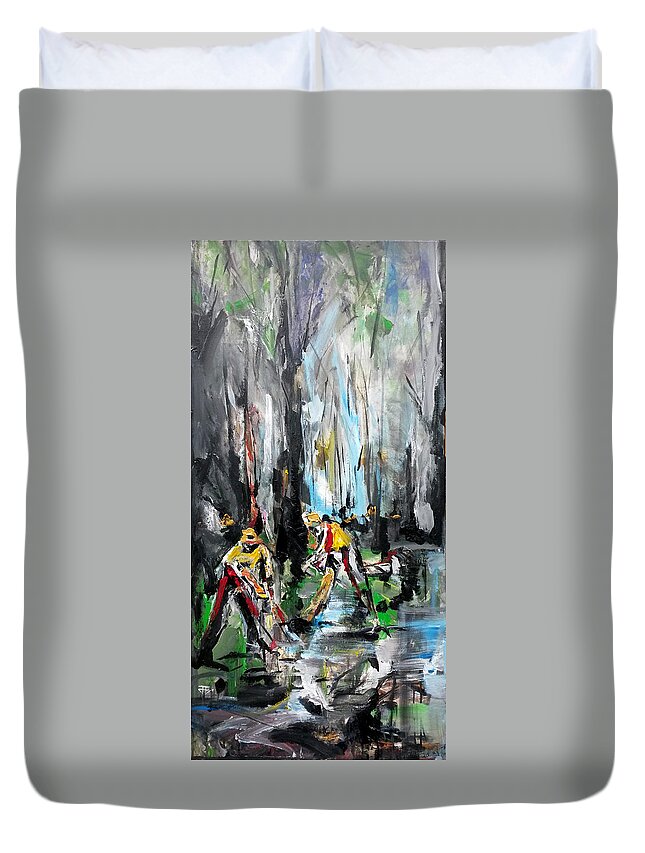Searching For The Forest Duvet Cover featuring the painting Searching For The Forest by John Gholson