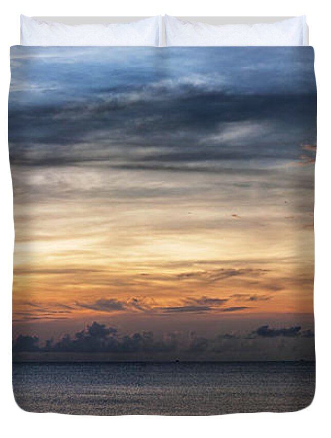 Panorama Duvet Cover featuring the photograph seascape Asia panorama BIG by Antony McAulay