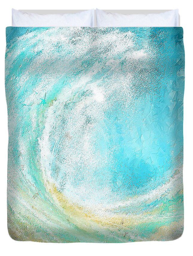 Seascapes Abstract Duvet Cover featuring the painting Seascapes Abstract Art - Mesmerized by Lourry Legarde